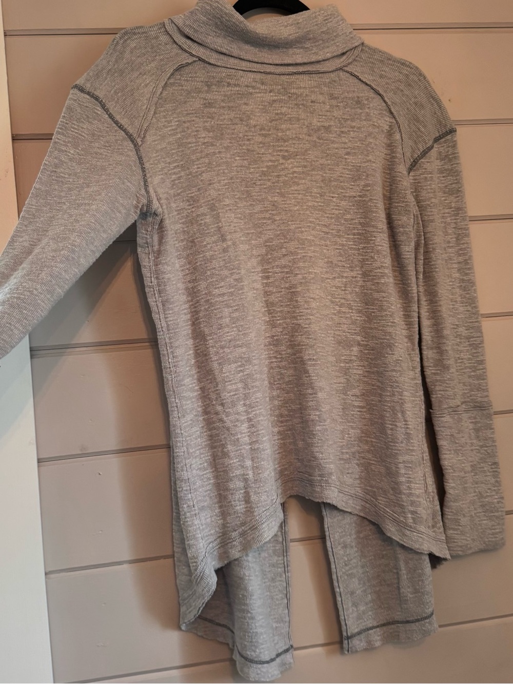 Free People, We The Free Gray Cowl Neck Open Back Long Sleeve Top